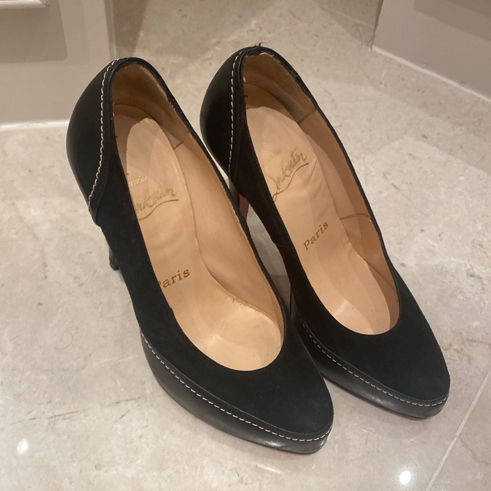 Christian louboutin suede and leather heels